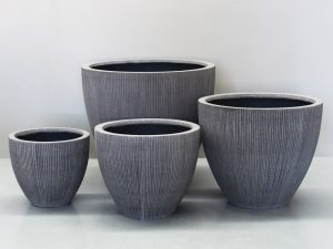 Rough Grey Vertical Stripe Egg Pot